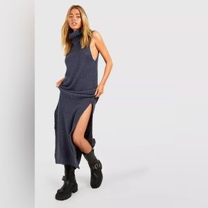 Chunky Turtleneck Sleeveless Maxi Dress
